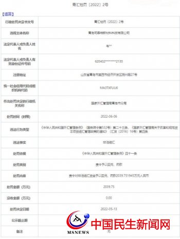 青島司泰特新材料科技公司違法被罰2040萬 非法結(jié)匯